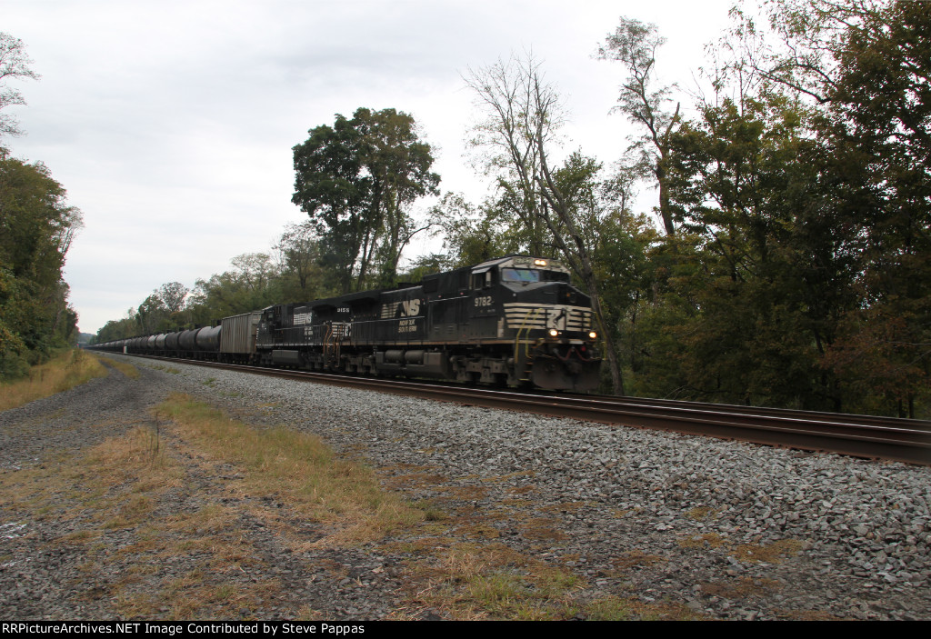 NS 9782 leads an eastbound unit oil train
